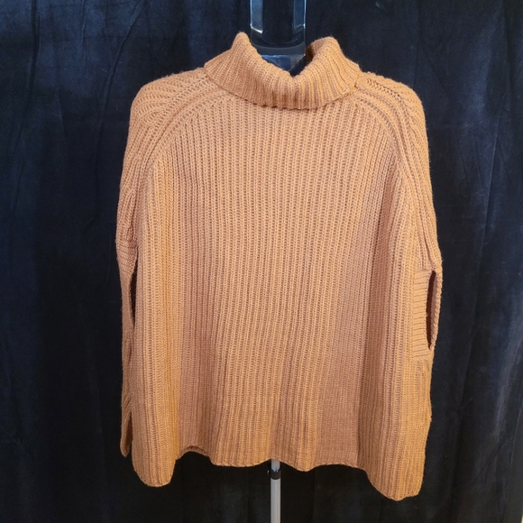 NWT Brown-Orange Turtleneck Poncho - Picture 2 of 5